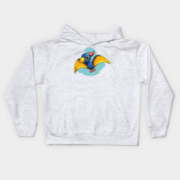 Cartoon Pteranodon Kids Hoodie by Modern Medieval Design